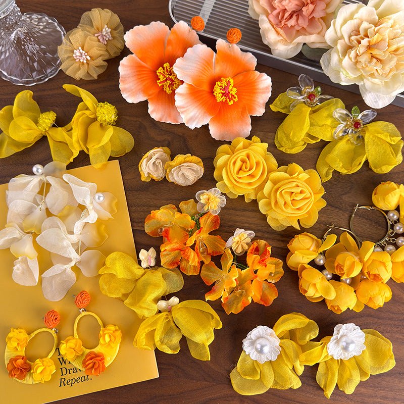Women's Yellow Flower Mesh Vacation Style Niche High-grade Rings