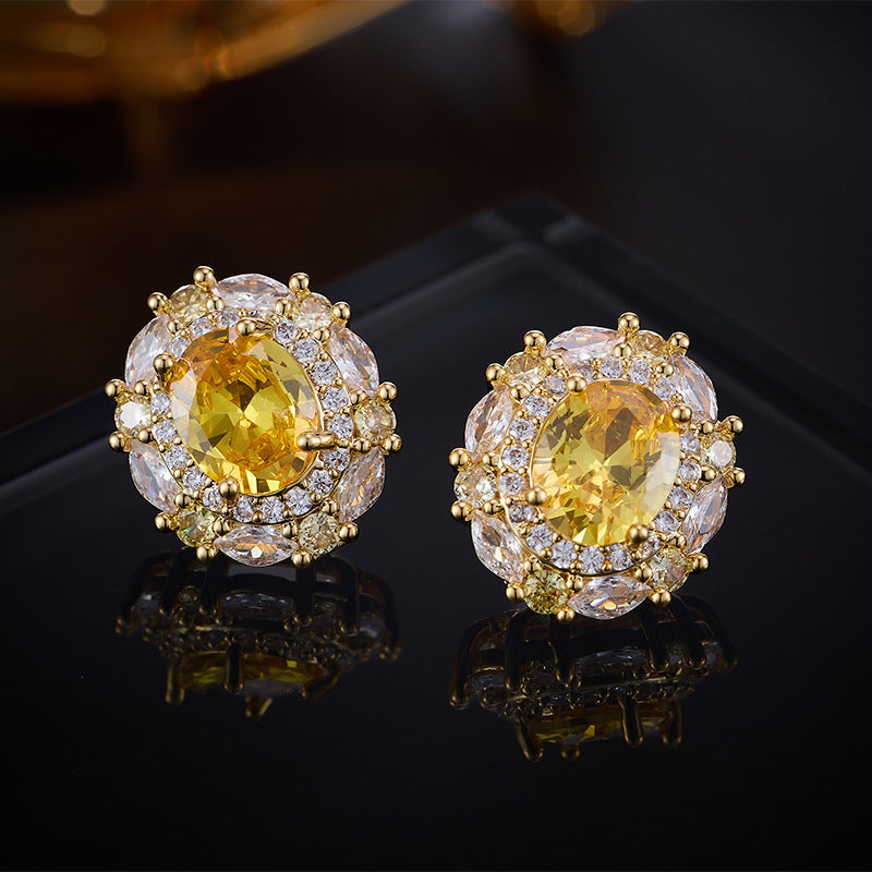 Ear Pearl Oval Zircon High-grade Dinner Jewelry Set