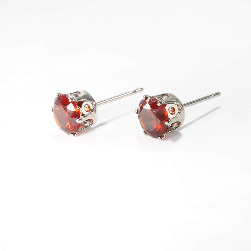 Women's & Men's Steel Color Zircon Diamond For Fashion Stainless Ear Stud Earrings