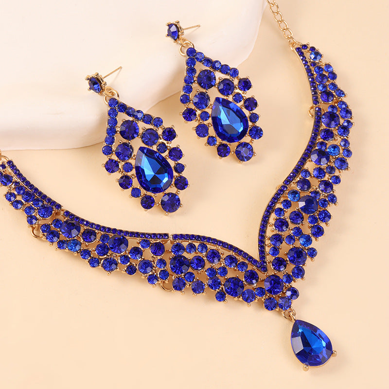 Big Water Drop Full Diamond Two-piece Bride Luxury Jewelry Set