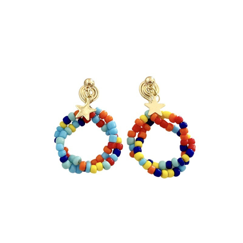 Beaded Summer Dopamine Round Without Pierced Ears Mosquito Coil Ear Clip