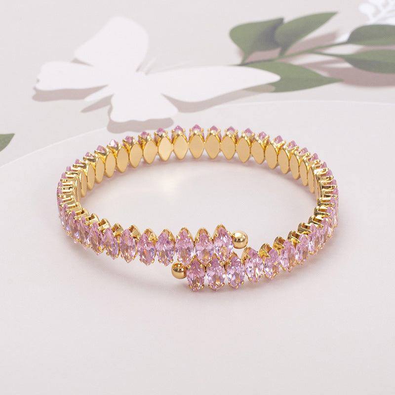 Women's Steel Zircon Stylish Opening Adjustable Titanium Bracelets