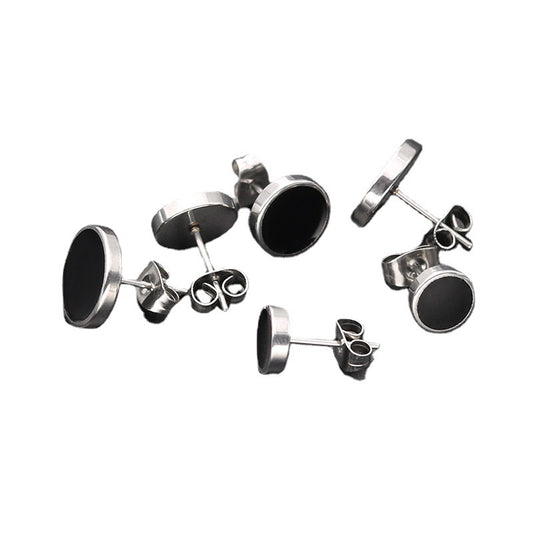 Fashion Trend Round Stainless Steel Personalized Stud Earrings