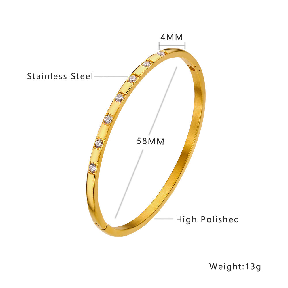 Light Luxury Zircon Gold Titanium Steel Retro Fashion Stainless Bracelets