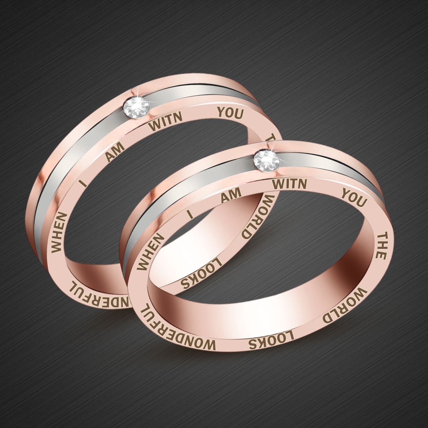 Women's Titanium Steel Lettering Accessories Zircon Ornament Rings