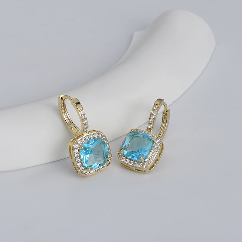 Micro Inlaid Zircon Temperament Female Niche Design Sweet Pink Stud Earrings