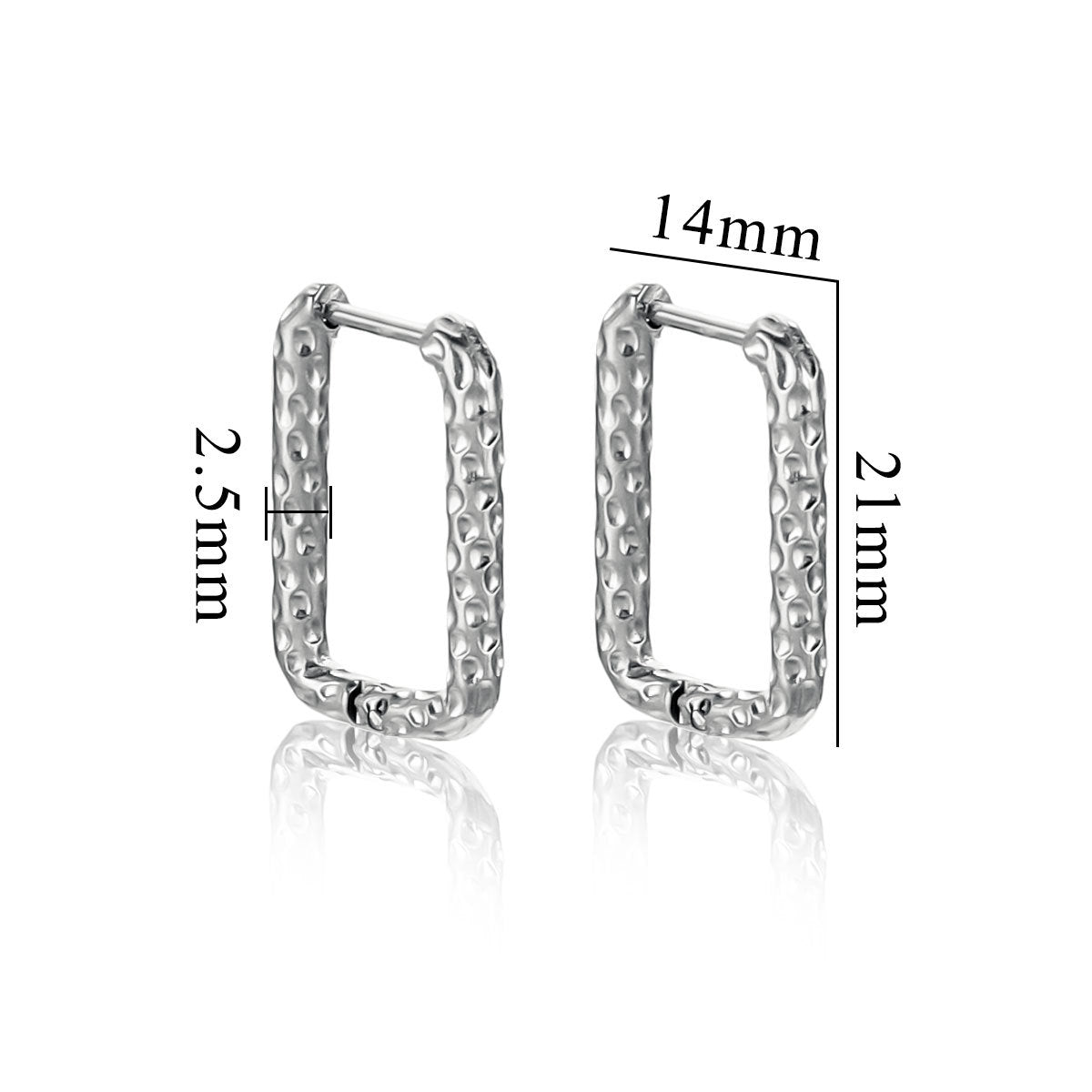 Niche Rectangular Irregular Hammer Pattern Clip High Fashion Personality Titanium Ear Buckle