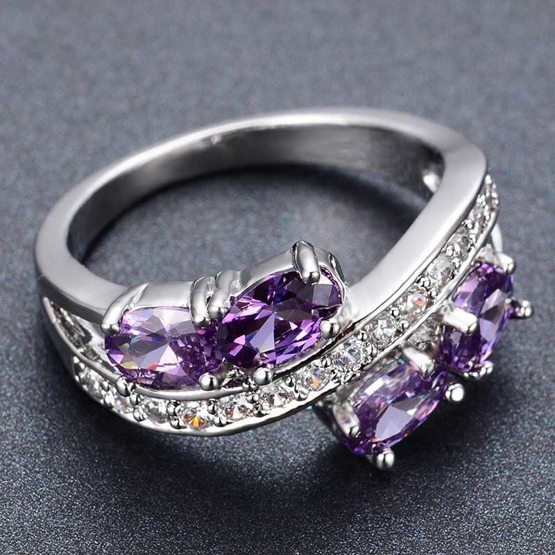 Bagues de luxe en Zircon violet, haute sensibilité