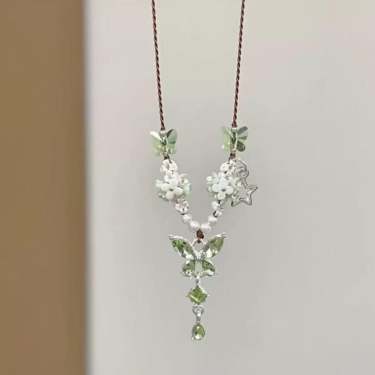 Sweet Exquisite Versatile Woven Flower Butterfly Clavicle Chain Premium Simple Necklaces