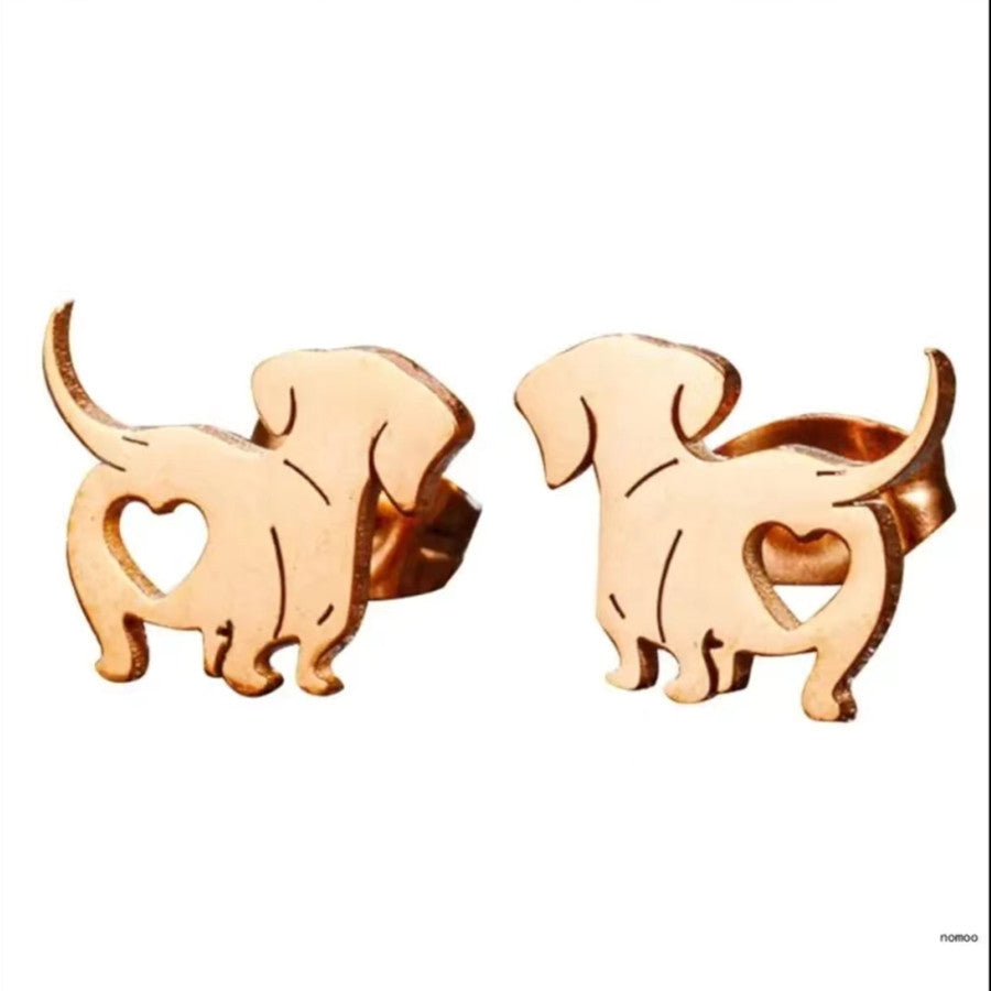 Stainless Steel Cute Charles King Snoopy Love Stud Earrings
