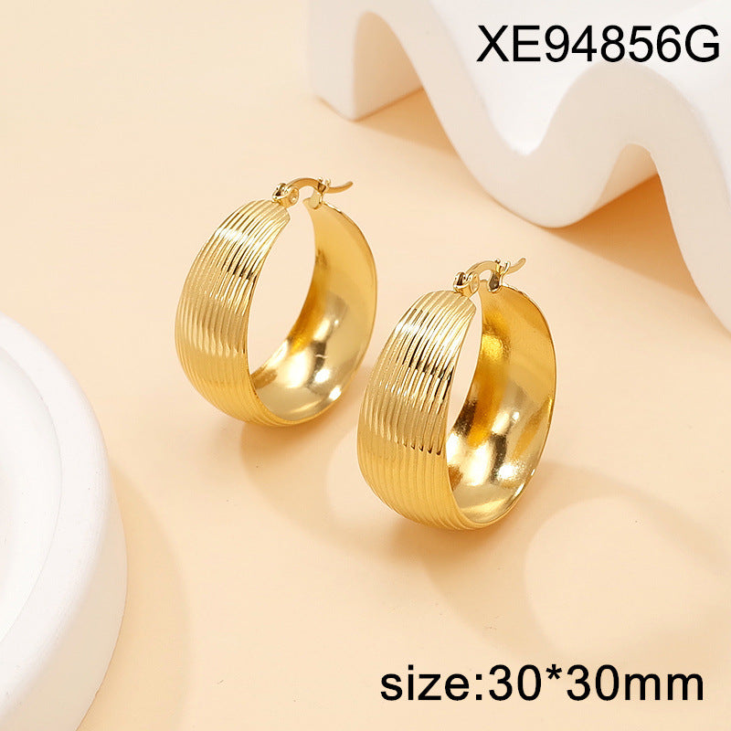 Women's Steel Gold-plated High-grade Exaggerated Geometry Ear Light Earrings
