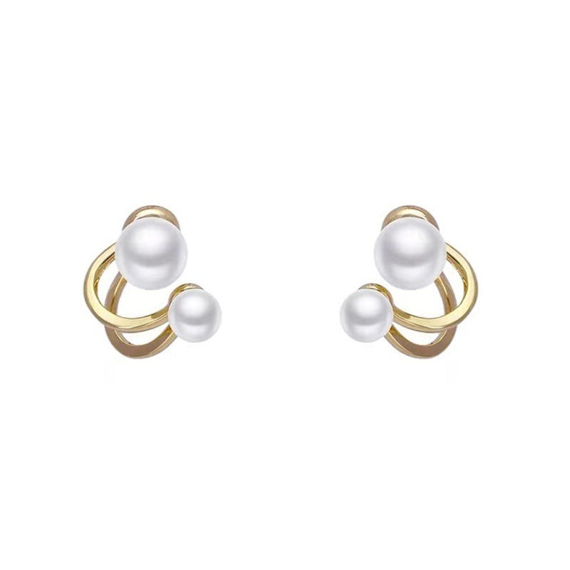 Women's Sier Needle Pearl High Sense Ear Unique Earrings