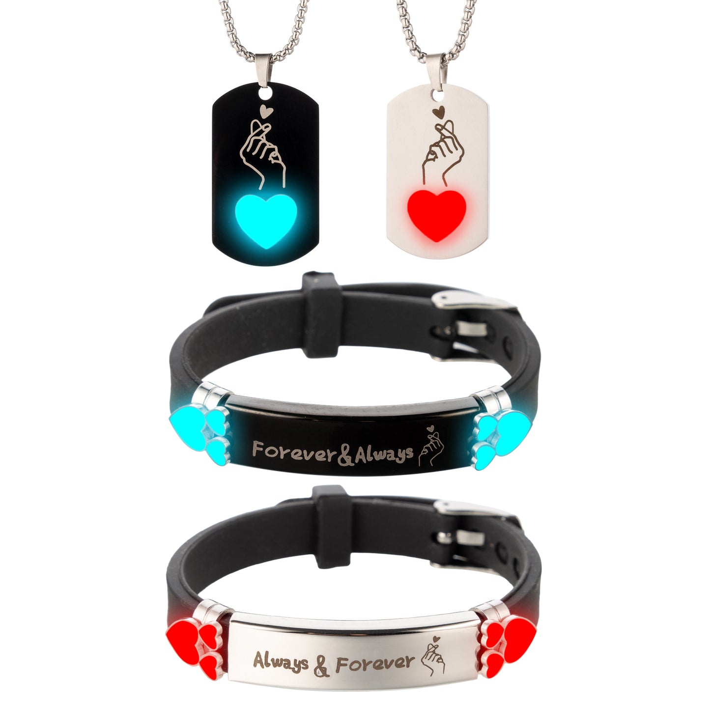 Steel English Letters Than Heart Couple Bracelets