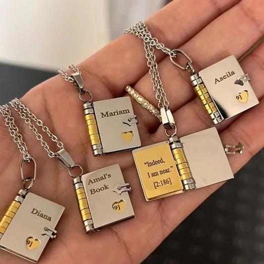 Colorfast Couple Book Personalized Love Open Close Sweater Necklaces