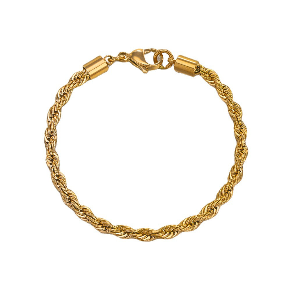 Women's Fashion Gold-plated Twist Chain Stainless Steel Bracelets