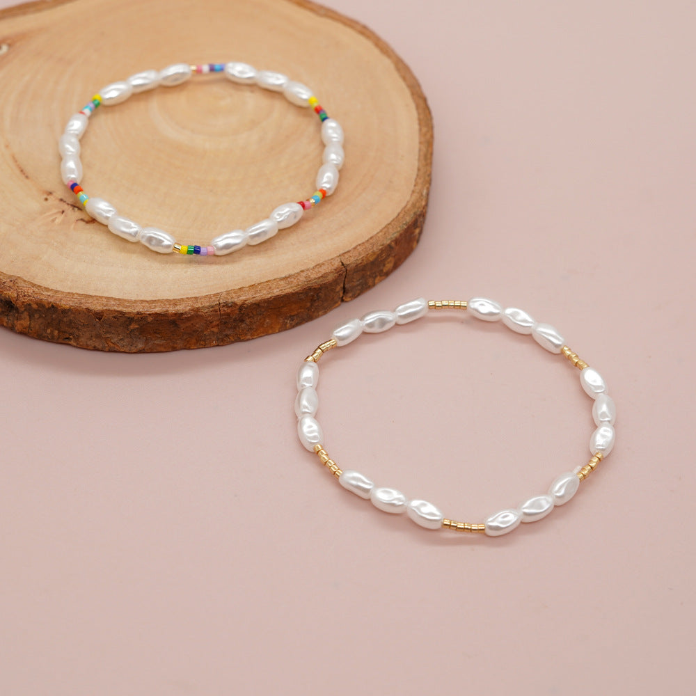 Bracelets de gravier blanc de poterie douce de perles de ficelle de style