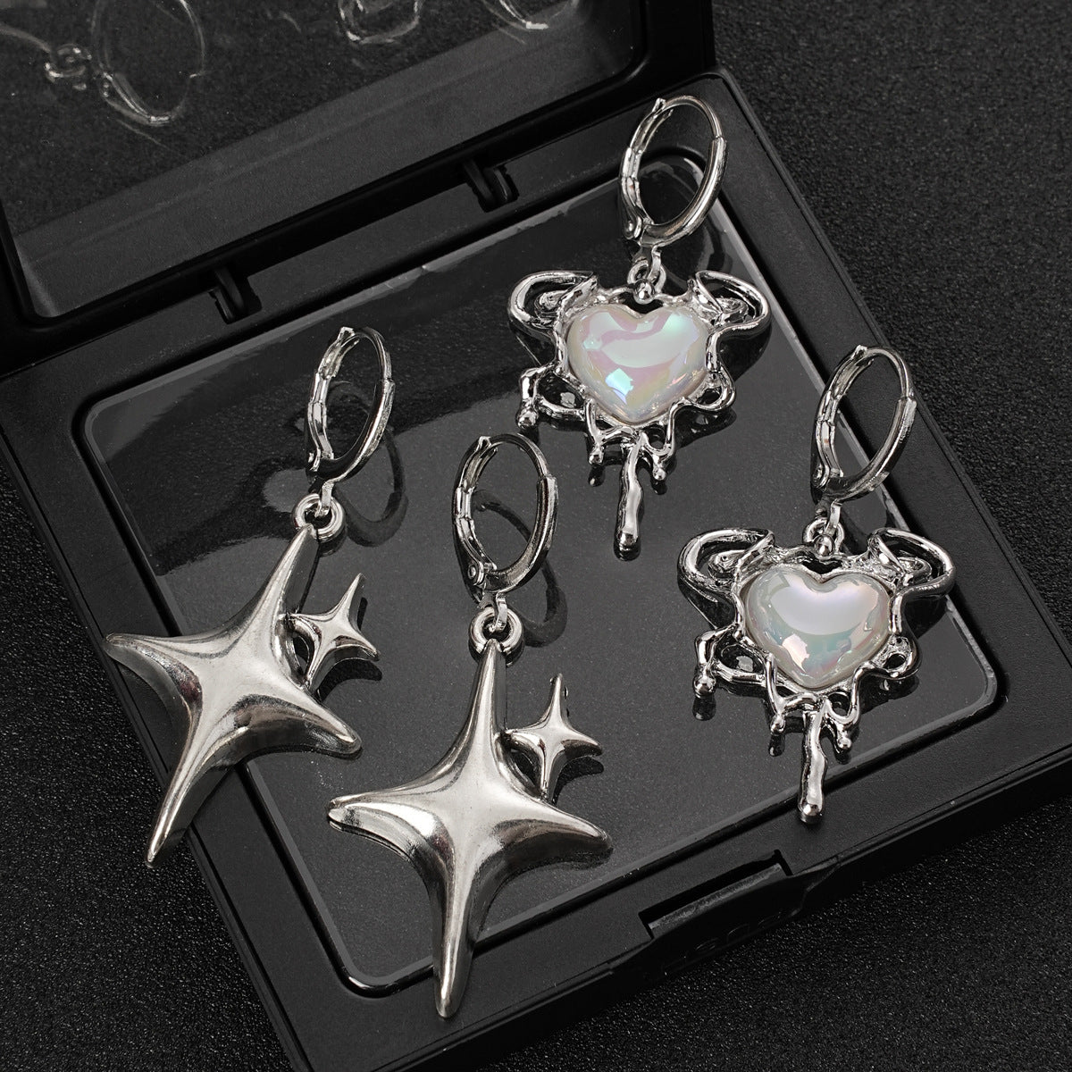 Women's Style Sweet Cool Sier Shaped Heart Shape Suit Ear Clip Stud Earrings