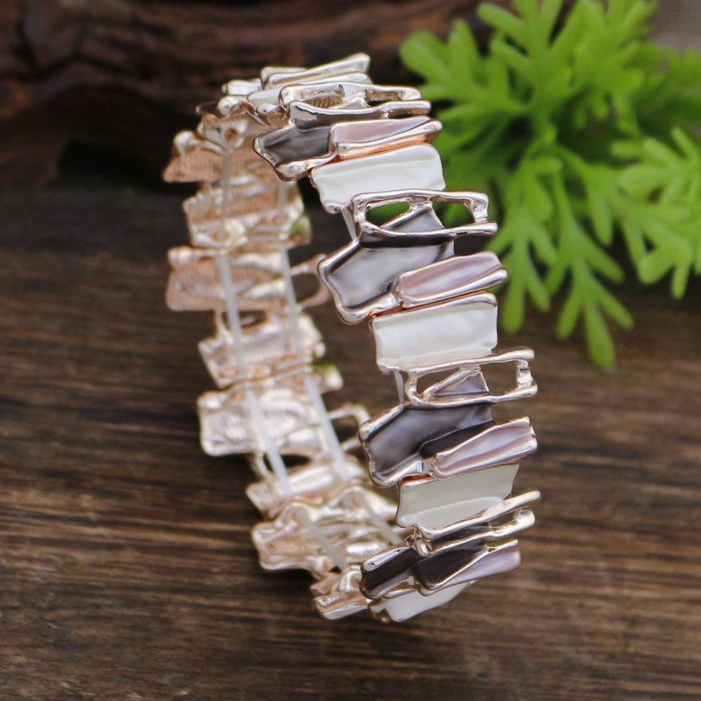 Women's Irregular Colorful Oil Alloy Handmade Painting Creative Geometric Bracelet