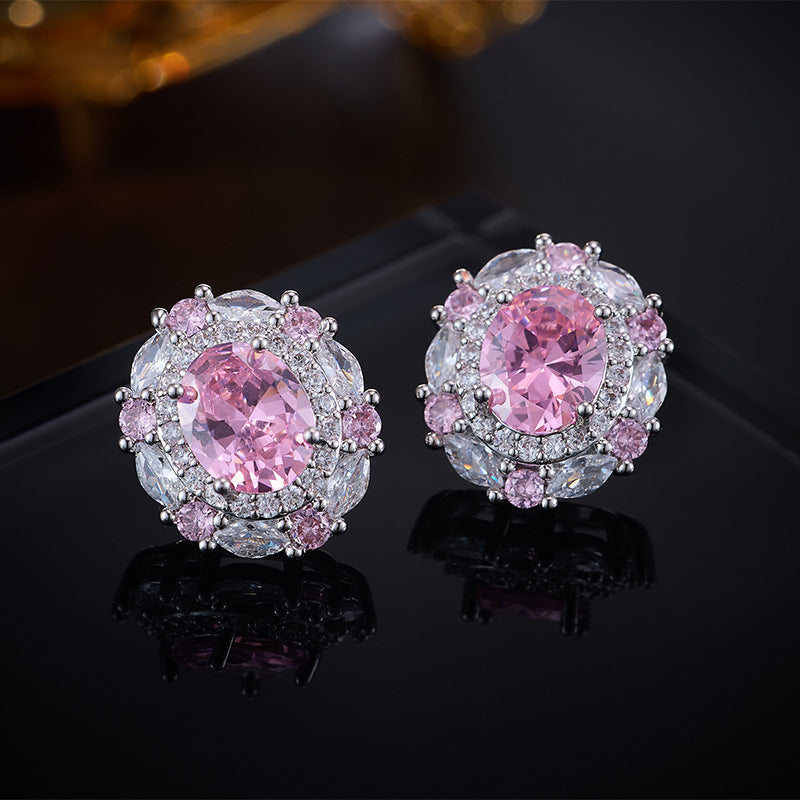 Ear Pearl Oval Zircon High-grade Dinner Jewelry Set