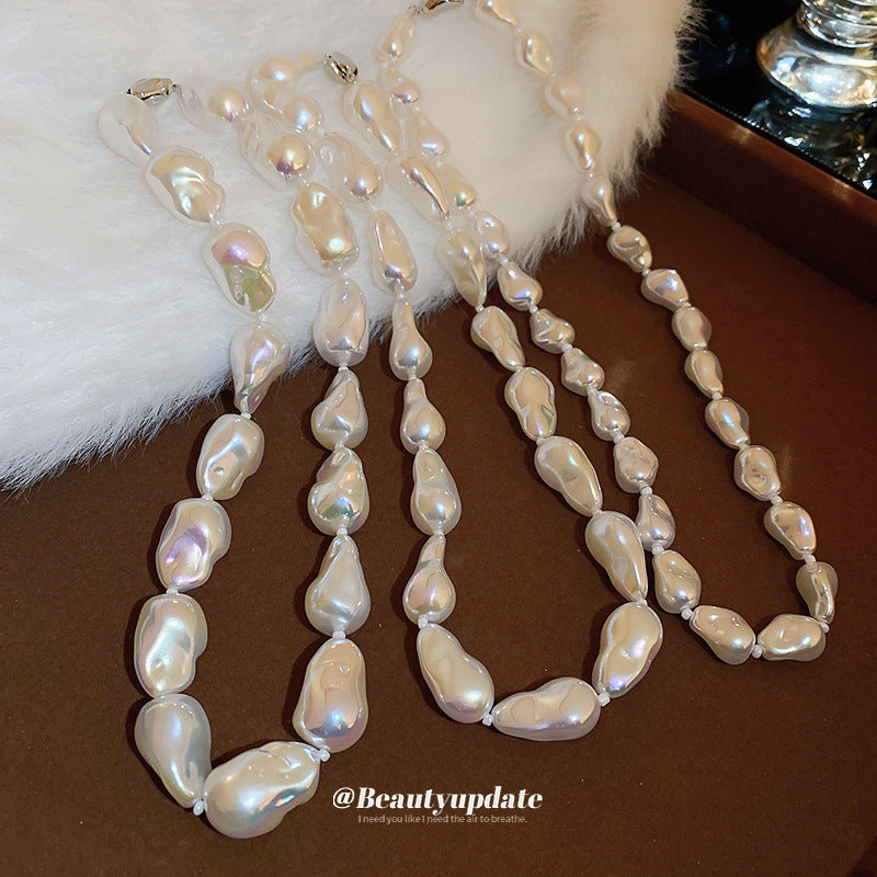 Irregular Pearl Geometric Elegant Sweater Chain Classic Style Necklace