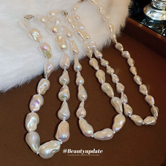 Irregular Pearl Geometric Elegant Sweater Chain Classic Style Necklace