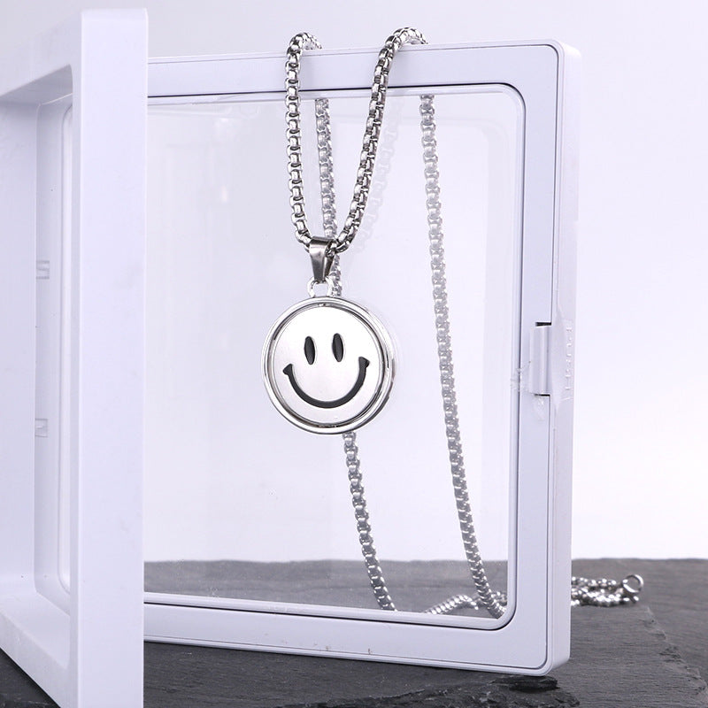 Women's & Men's Smiley Titanium Steel Expression Hip Hop Reverse Mood Artistic Crying Necklaces