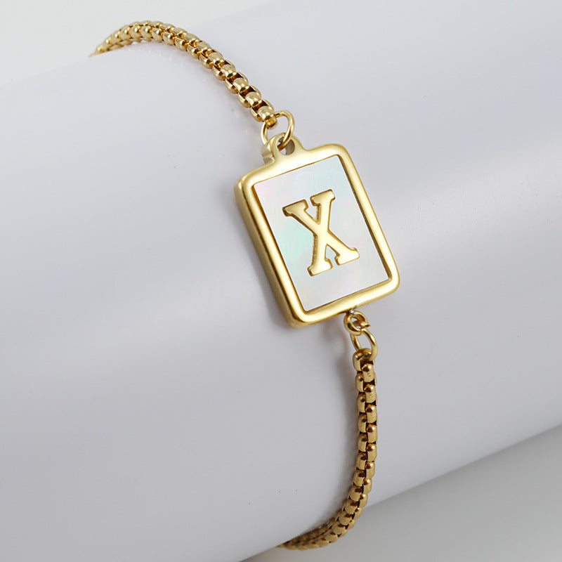 Shell Letter Lala Female Stainless Square Bracelets