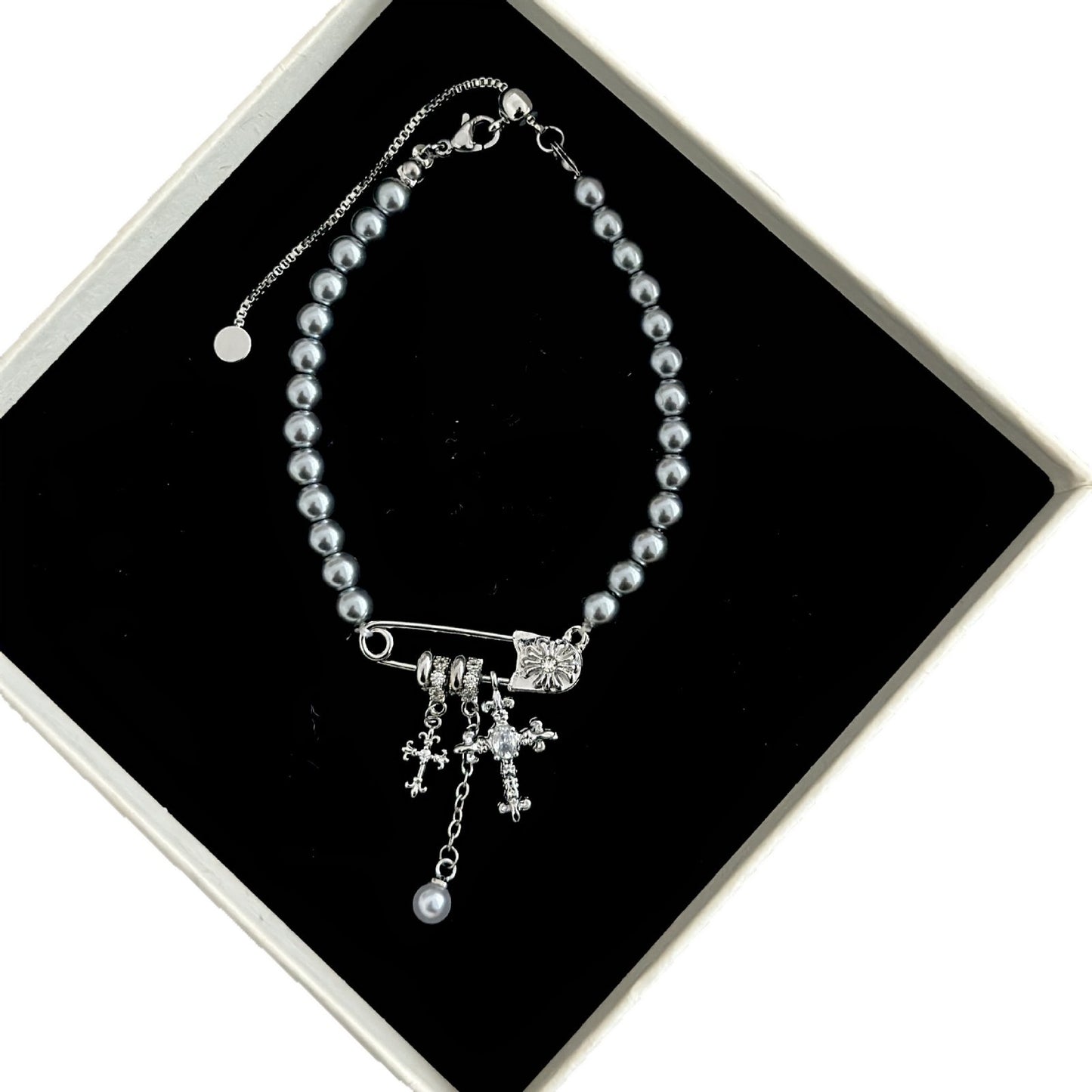 Cross Pin Tassel Pearl Sweet Cool Clavicle Necklace