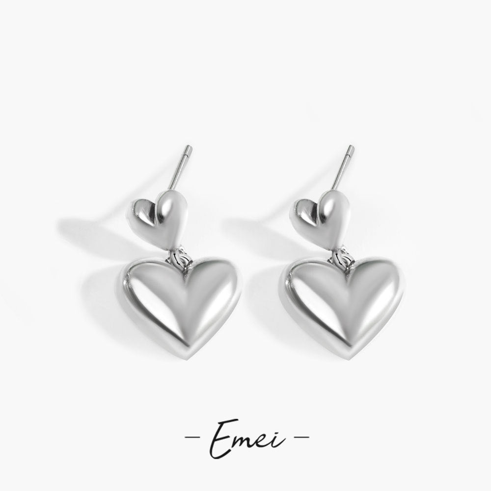 Love Heart Trendy Heart-shaped Eardrops Sweet Rings