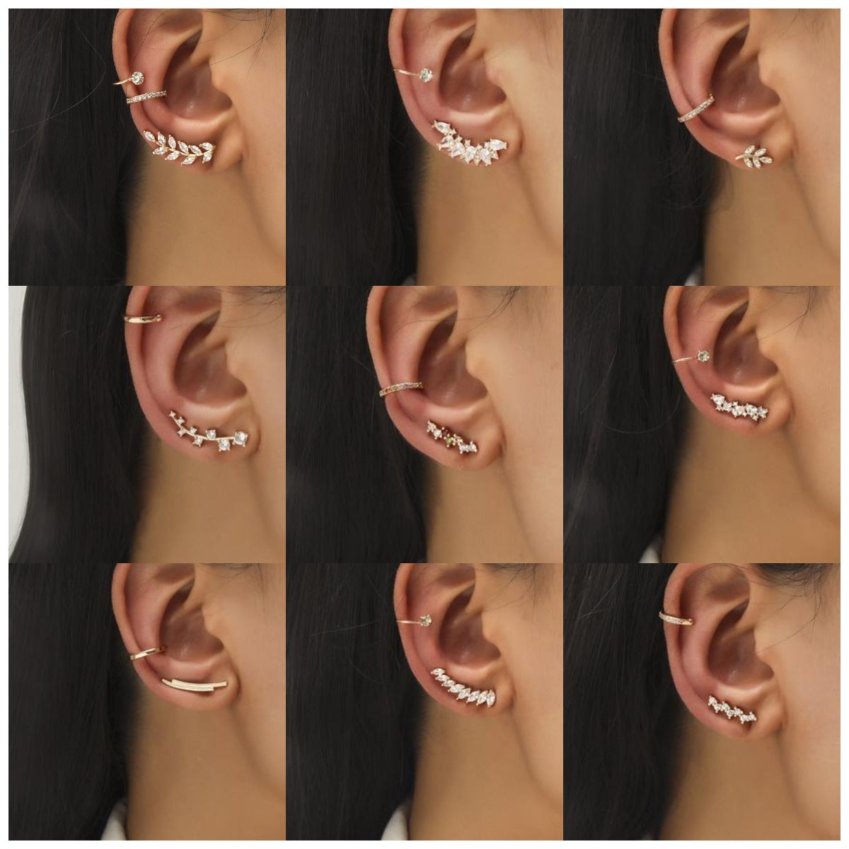 Clip Fashion Personality Copper Inlaid Zircon Rings
