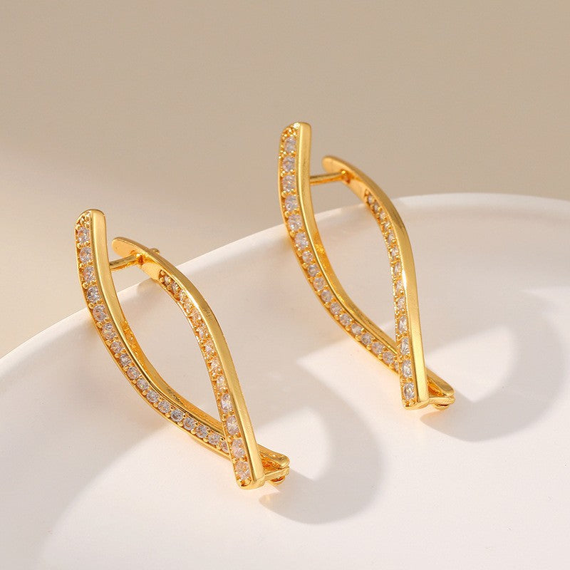 Women's Front Rear Cross Zircon Light Luxury High-grade Earrings