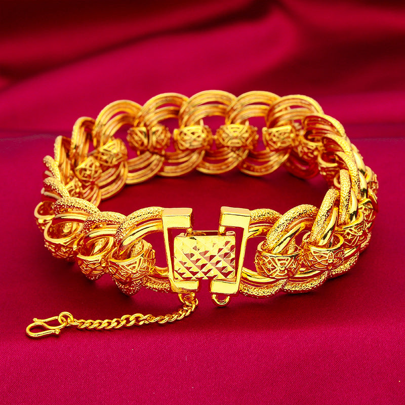 Men's Placer Gold Watch Chain Wide Brim Bracelets