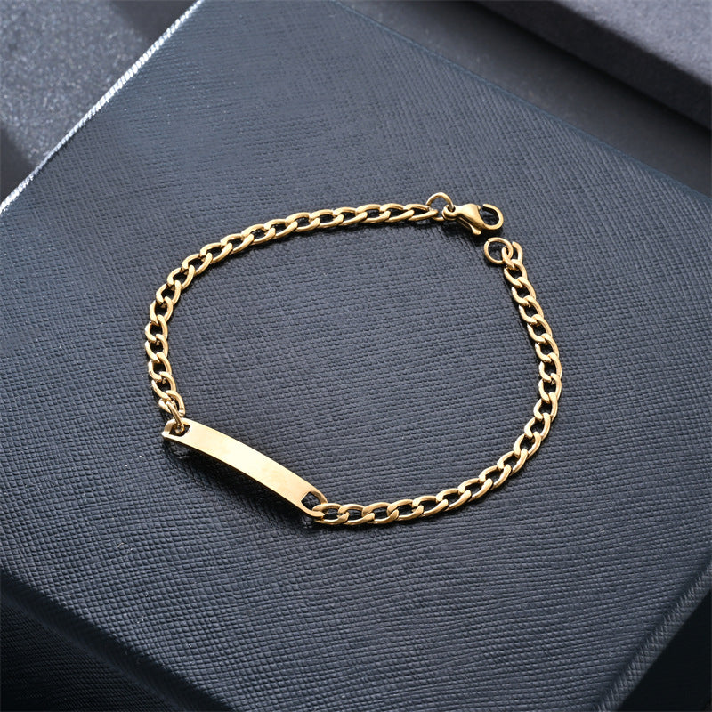 Women's & Men's Stainless Steel One-to-one Couple Curved Fashion Cuban Bracelet
