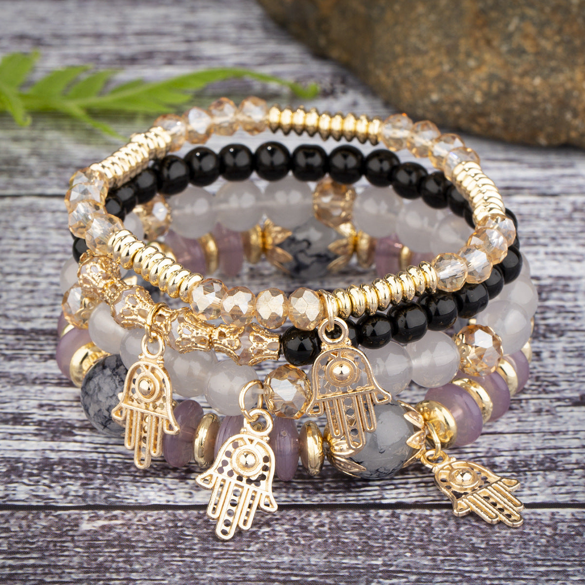 Women's Bohemian Creative Jewelry Palm Crystal Beaded Bracelets