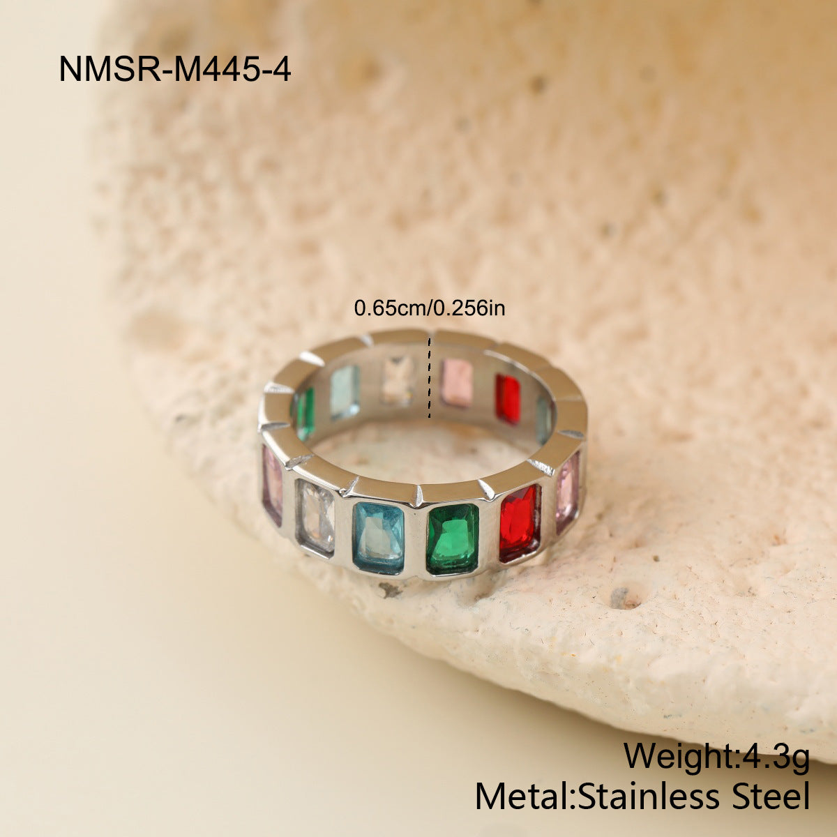 Stainless Steel Multicolor Zircon Female Retro Affordable Luxury Ring