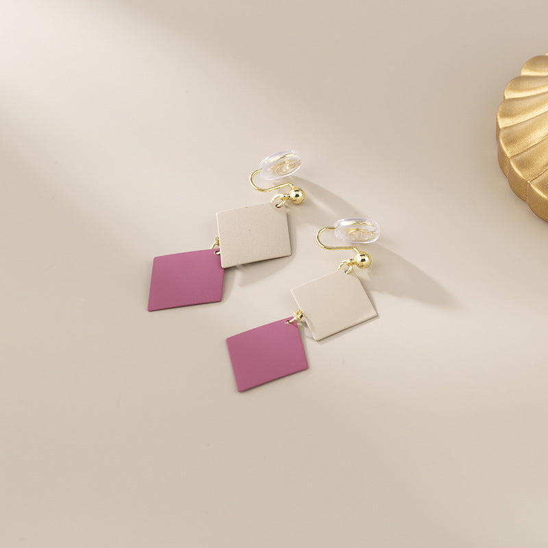 Women's Retro Gentle Contrast Color Diamond-shaped Fashionable Elegant Ear Clip