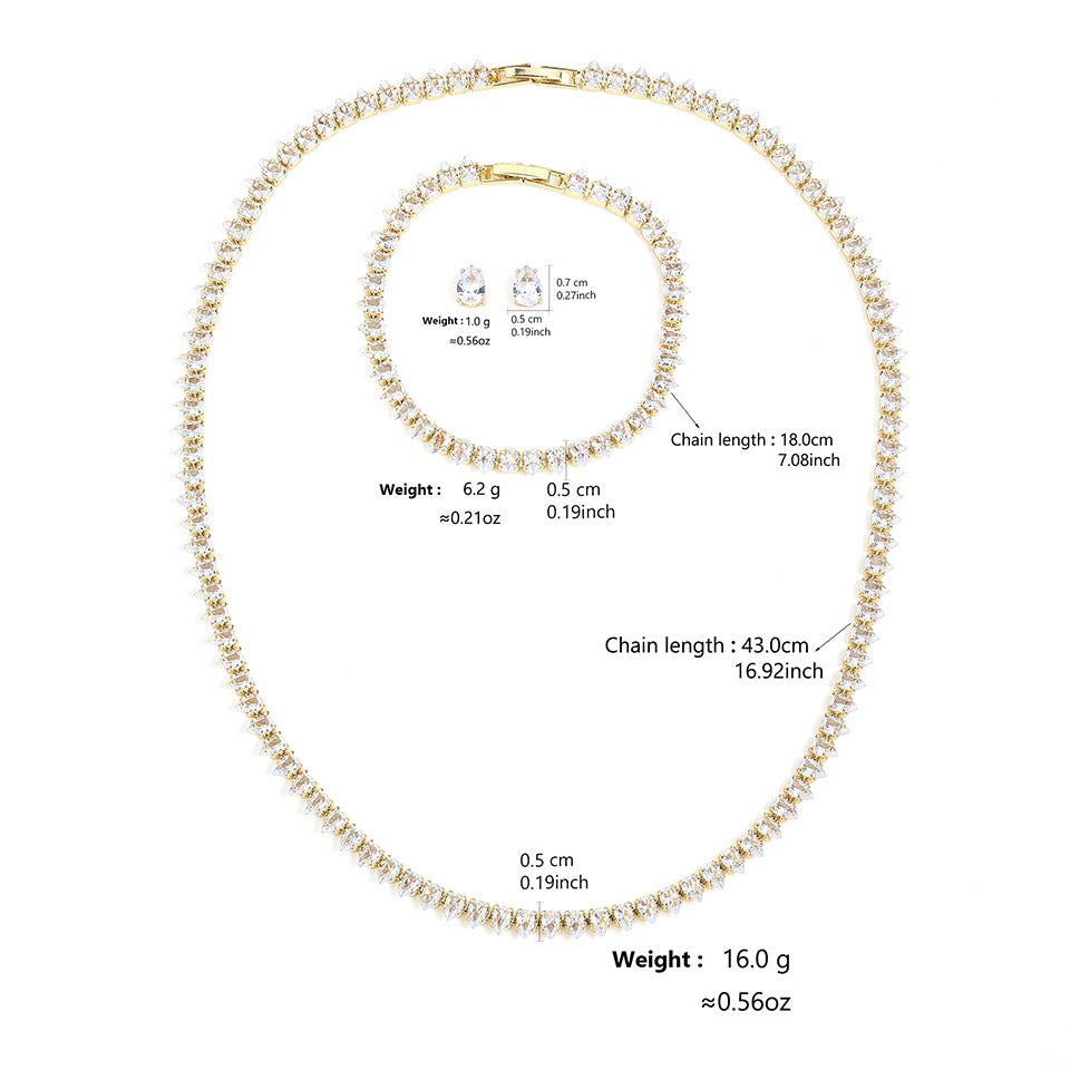 Simple Noble Zircon Bridal Elegant Outfit Jewelry Set