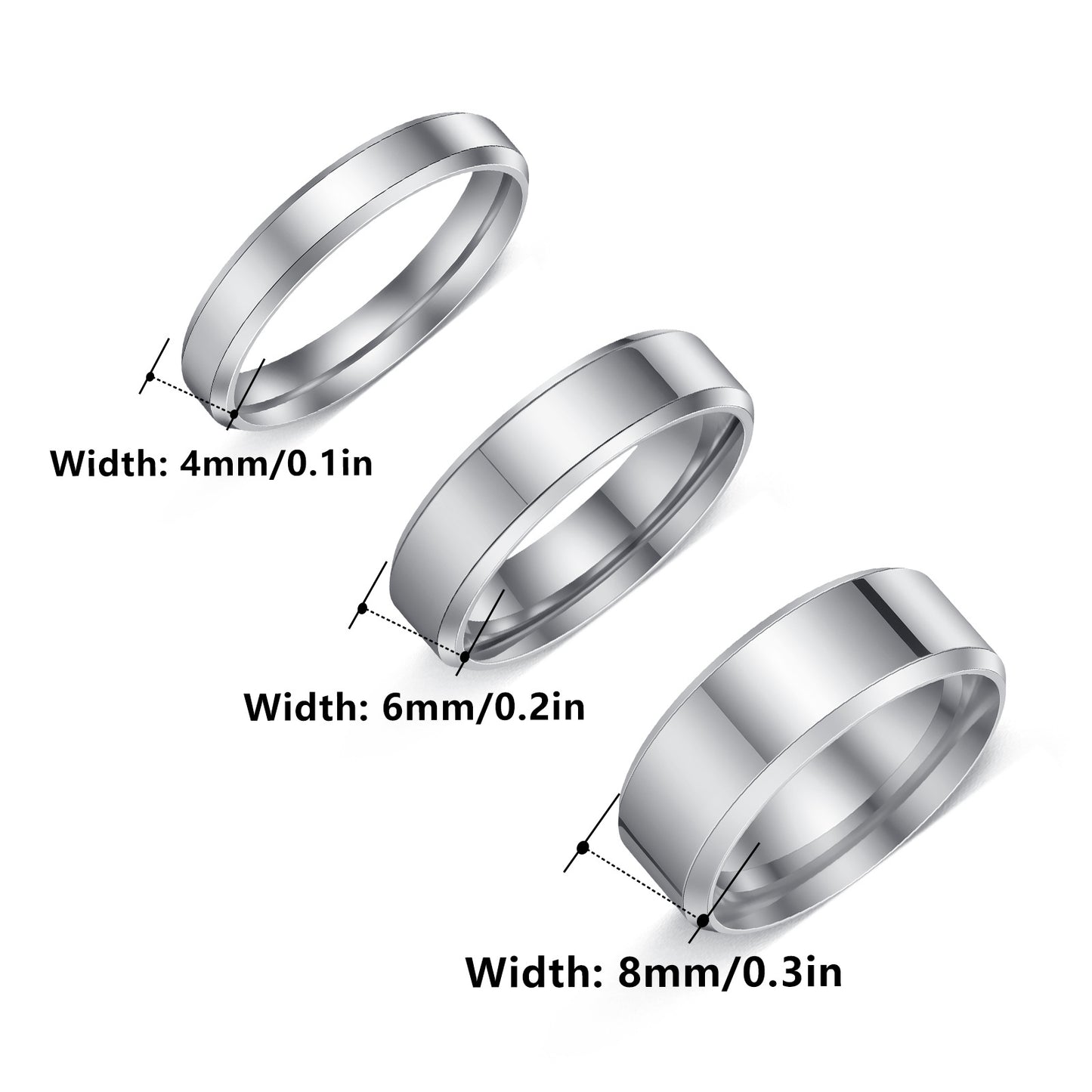 Women's & Men's Glossy Double Beveled Titanium Steel Wide Fashion Ring
