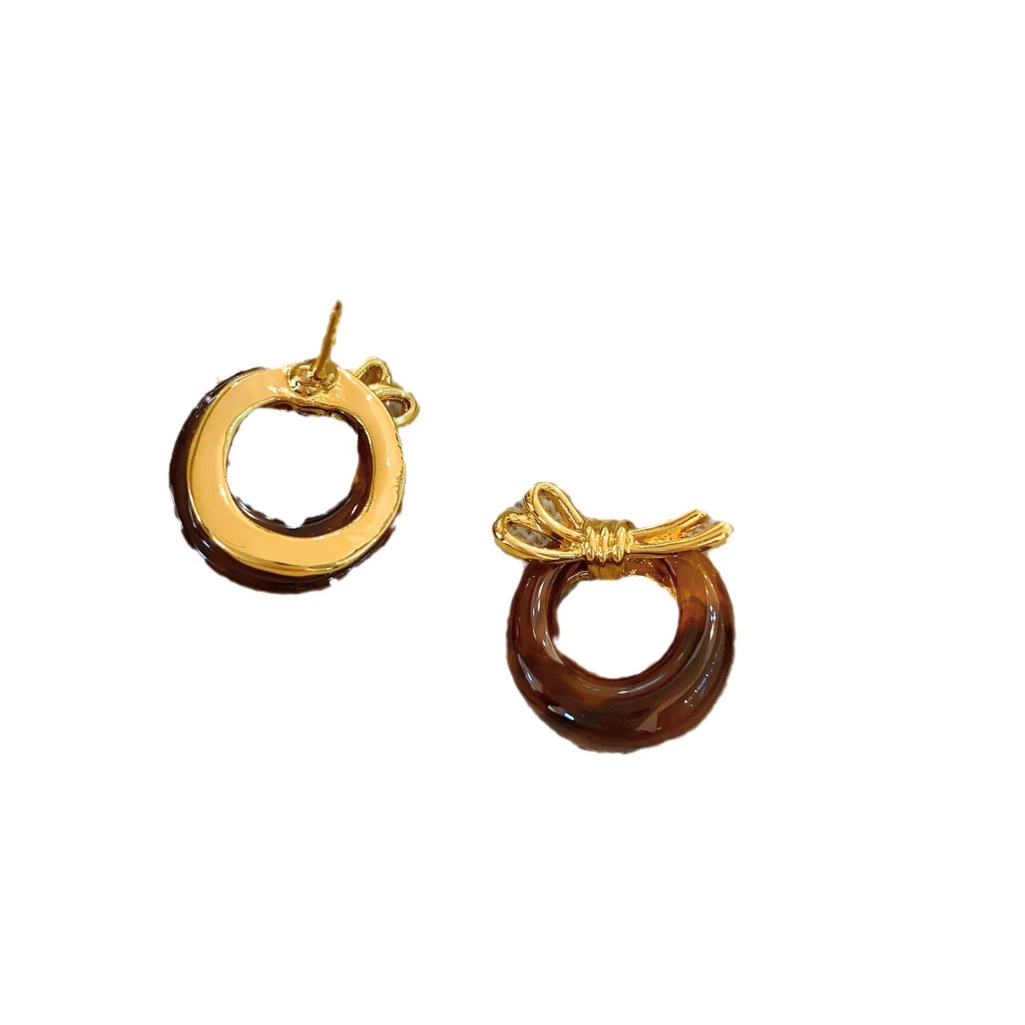 Autumn Thick French Gentle Elegant Brown Earrings