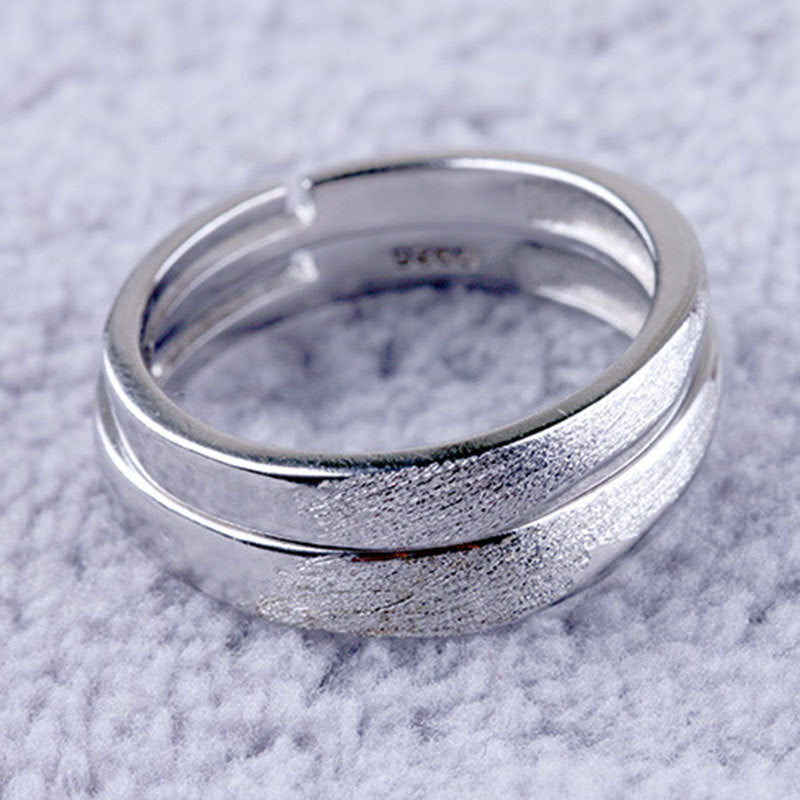 Women's & Men's & Sier-plated Korean Style Matte Couple Rings