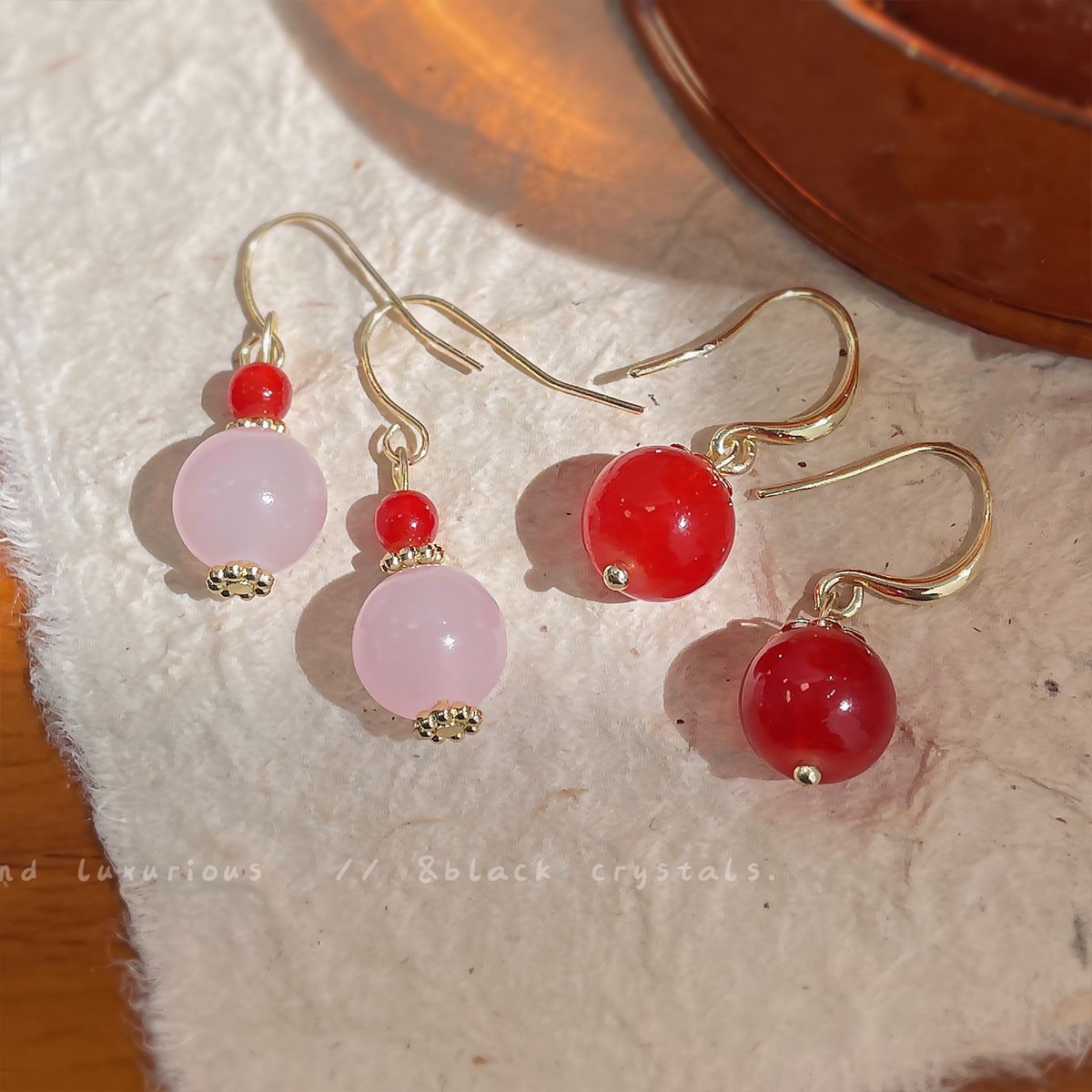 Temperament Red Jade Ear Hook Female Retro Festive Earrings