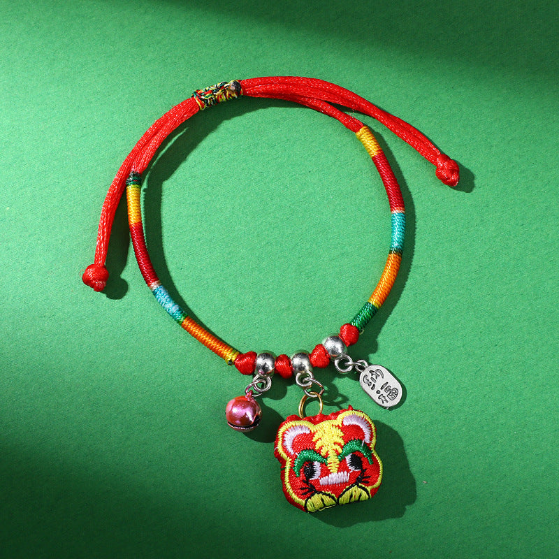 Children's Dragon Boat Festival Colorful Rope Small Tiger Head Lucky Bag Bracelet