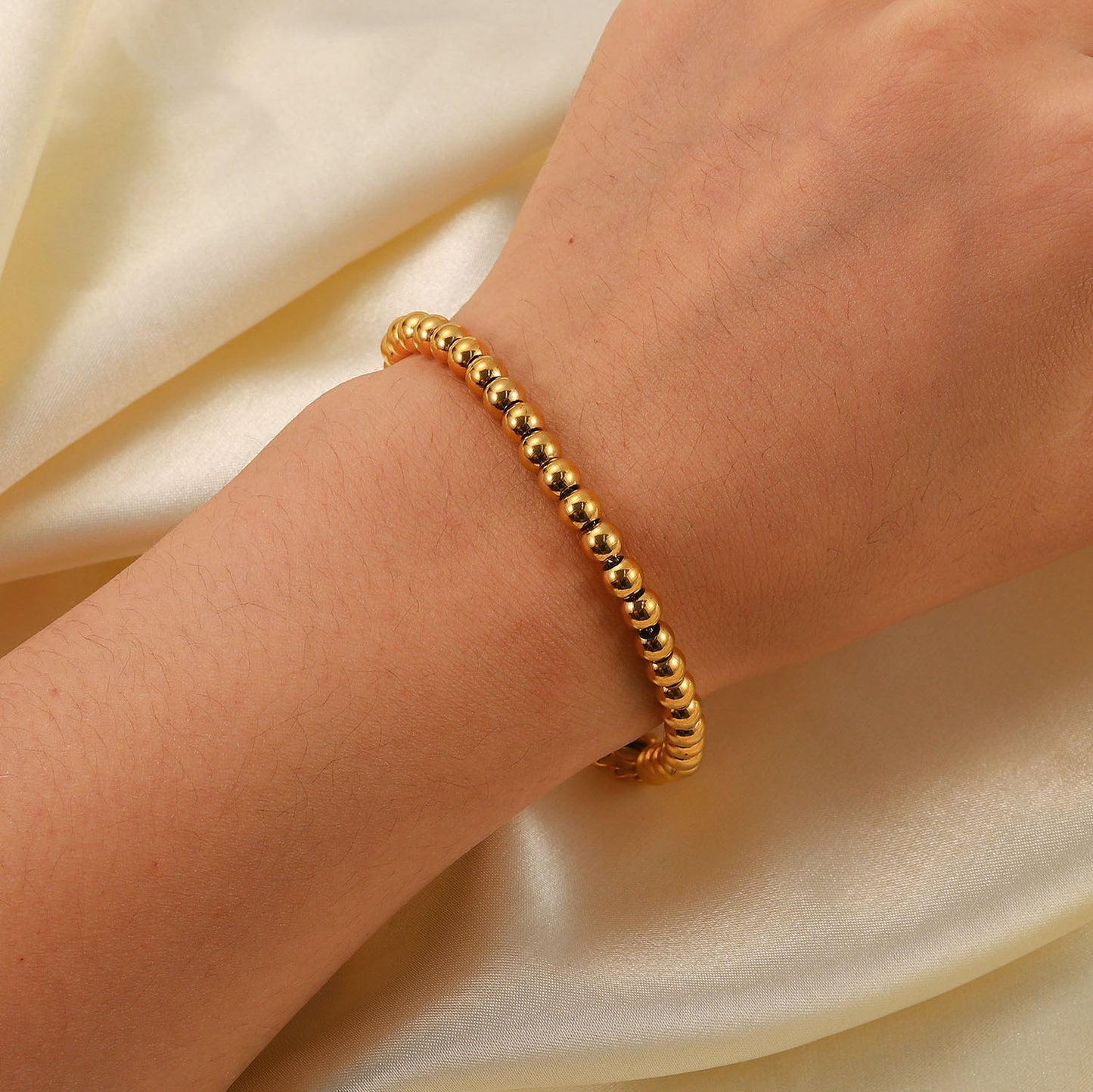 Women's Wind Titanium Steel Gold Beads Stainless Bracelets