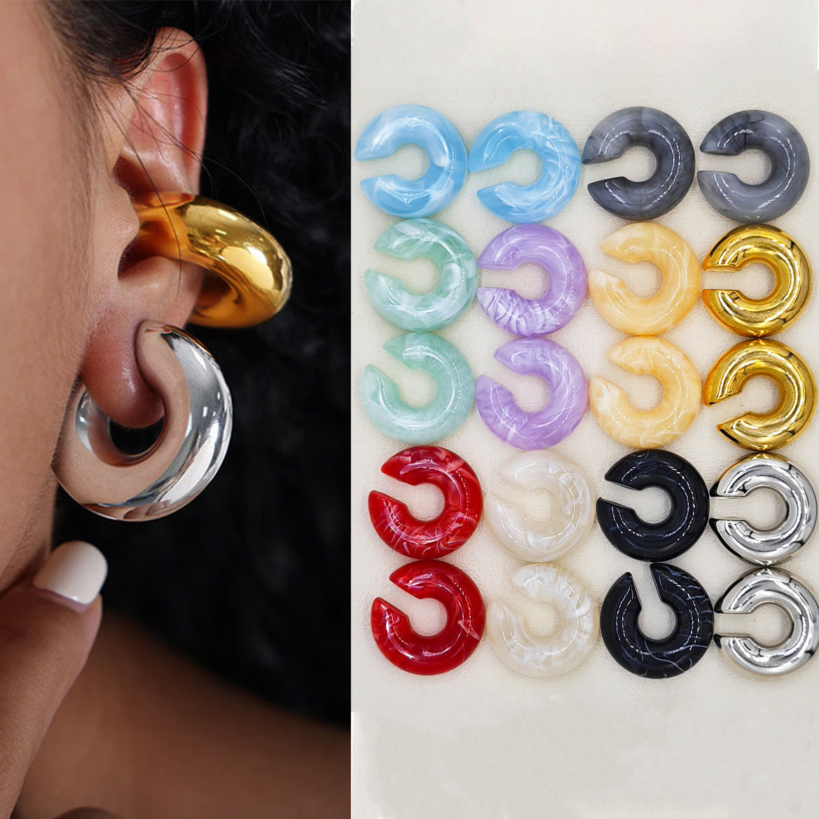 Acrylic Candy Color Matte Simple Design Ear Clip
