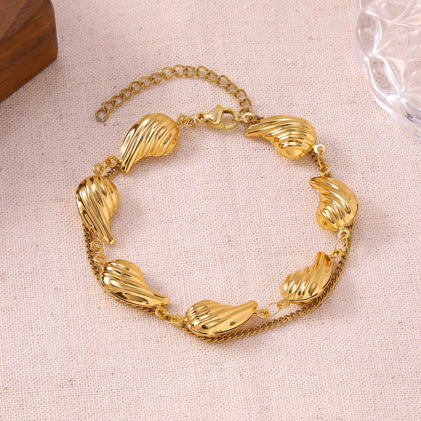 Women's French Minority Simple Stainless Steel Double Layered Gold Titanium Bracelet
