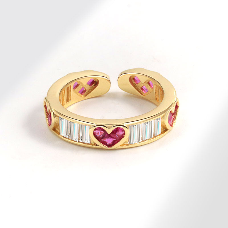 Niche Design Micro Diamond Opening Love Rings