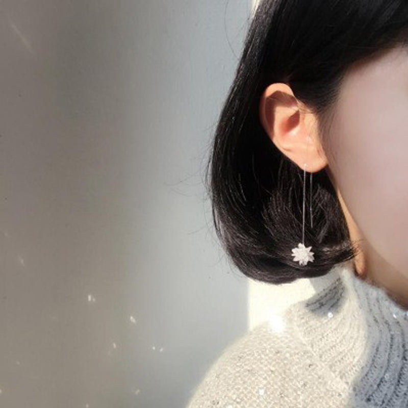 Boucles d'oreilles simples et élégantes pour femmes, fleurs en cristal de haute qualité