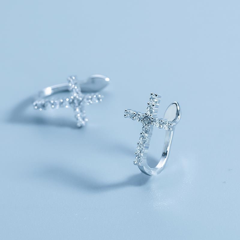 Sterling Sier Cross Female Simple Personality Earrings