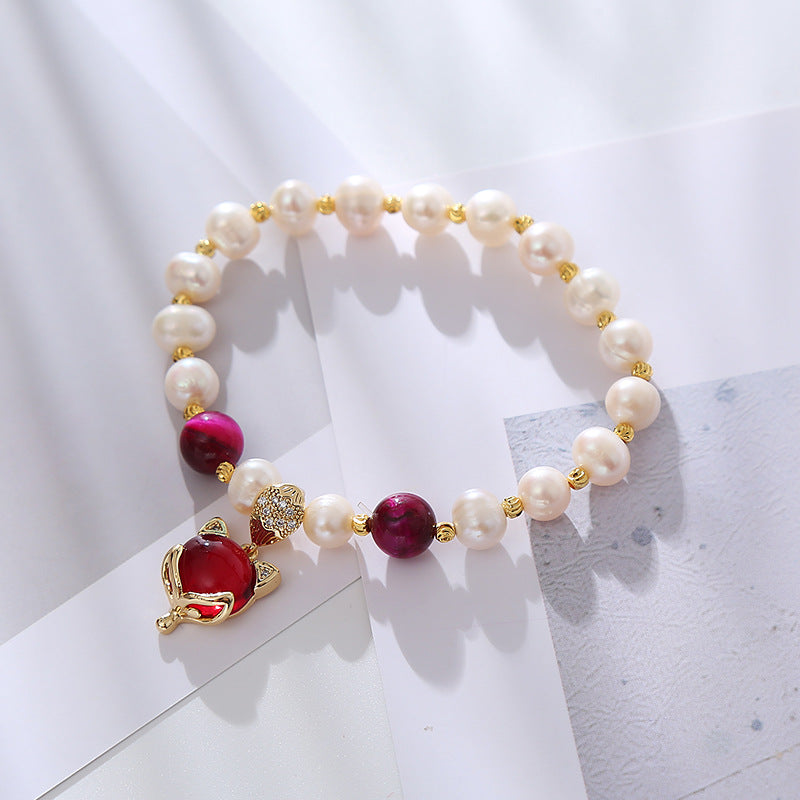 Simple Natural Shaped Pearl Agate Stone Bracelets