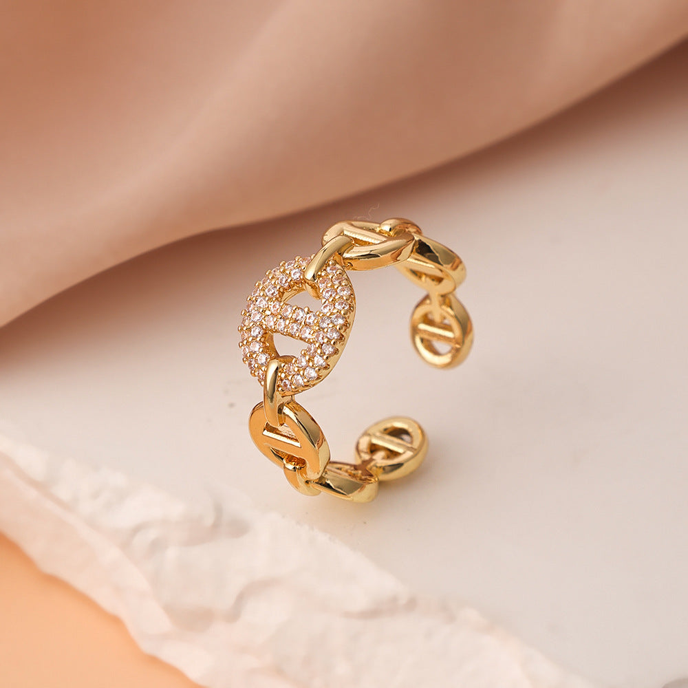 Women's Pig Nose Light Luxury Super Flash Zircon High-grade Ear Clip